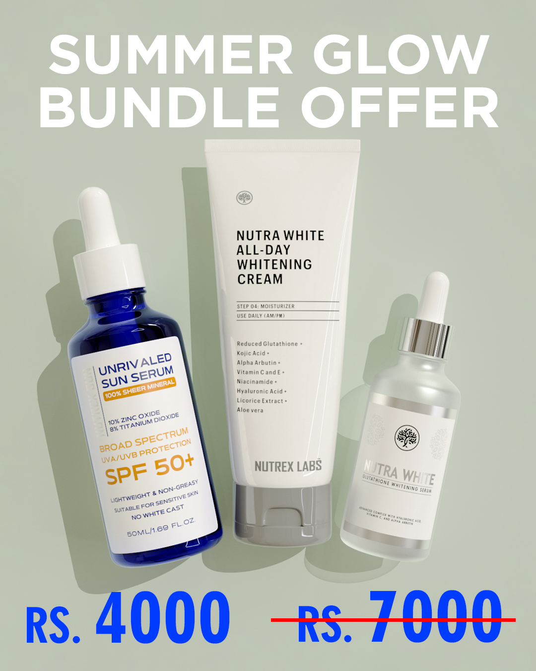 Nutra White Serum, Cream & SPF trio