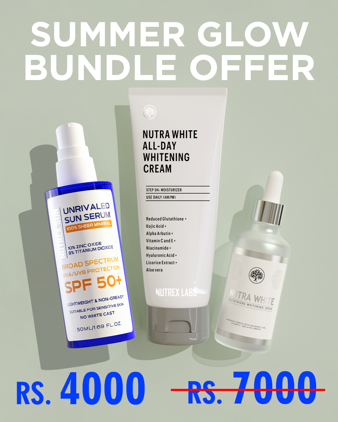 Nutra White Serum, Cream & SPF trio