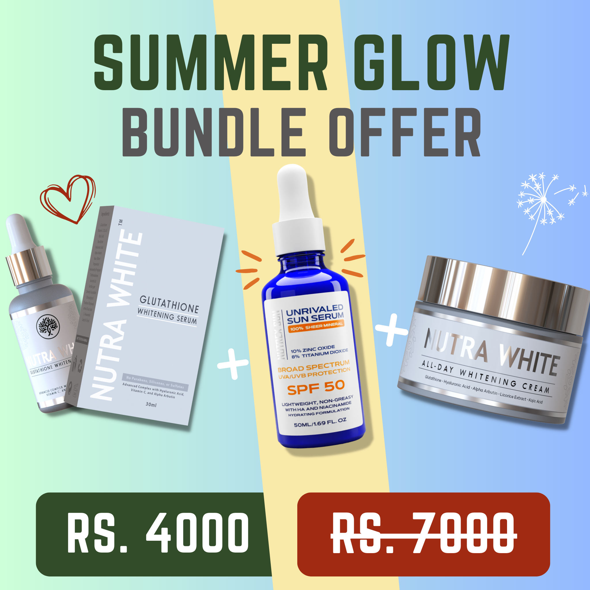 Nutra White Serum, Cream & SPF trio
