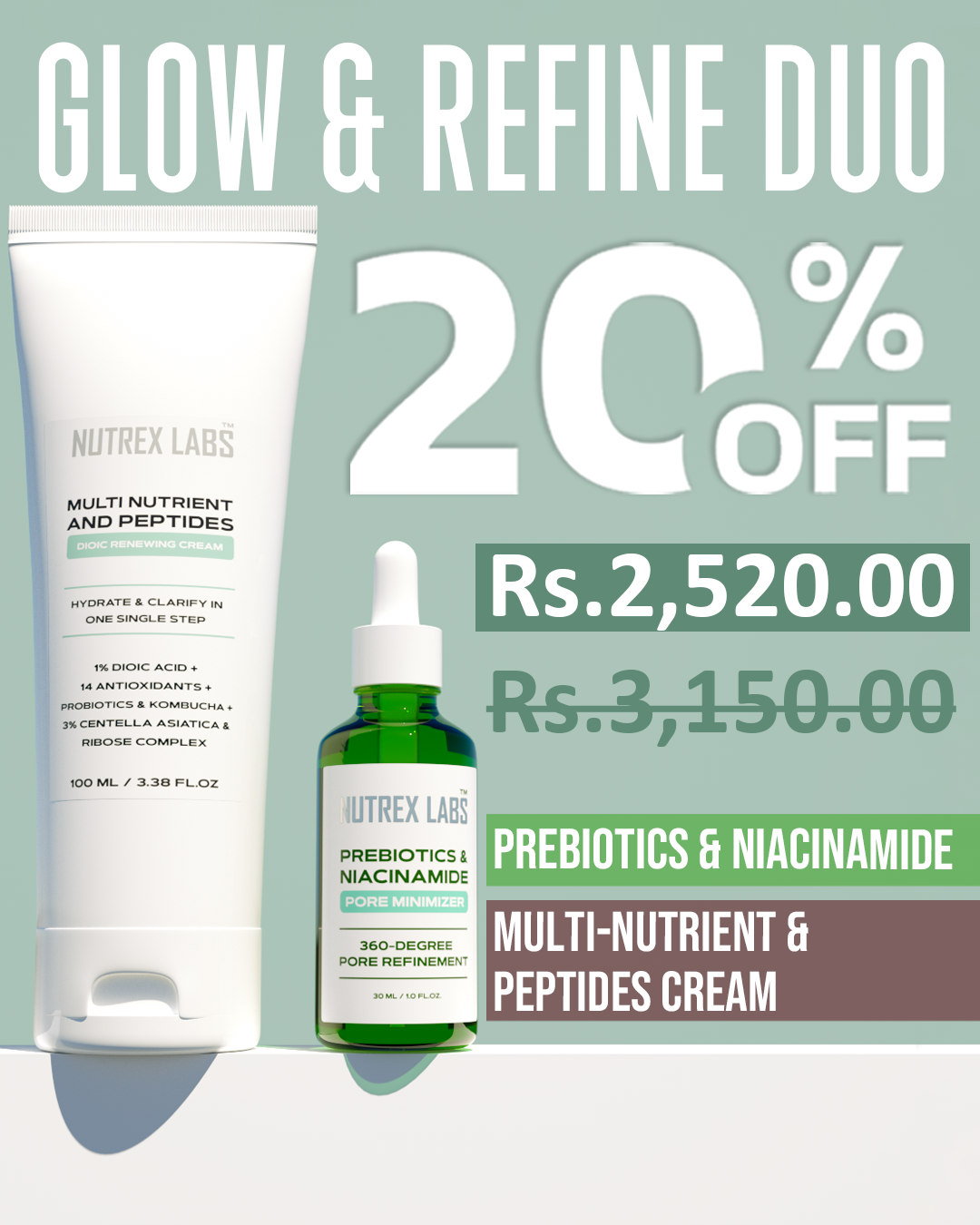 Glow & Refine Duo – Dioic, Peptides & Niacinamide Power Pair!