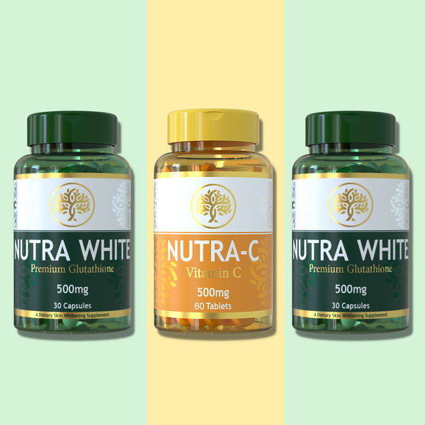 NutraWhite Glutathione (60) + Nutra C Vitamin C (60) - 1 Month Dose